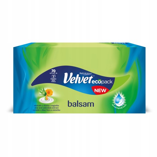 VELVET balzamové obrúsky s výťažkom z aloe a nechtíka 70 kusov 3 vrstvy