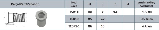SKRUTKA M5x7,7 TC049 TEKNIK