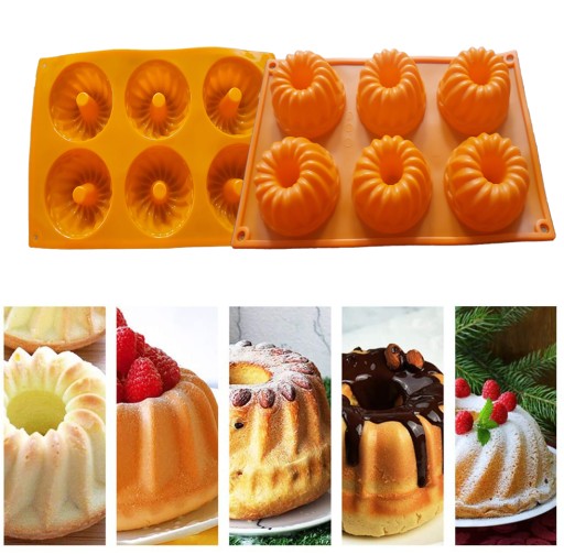 Silikónová forma na pečenie na muffiny, cupcaky, donuty, mraziace cupcaky, 6ks