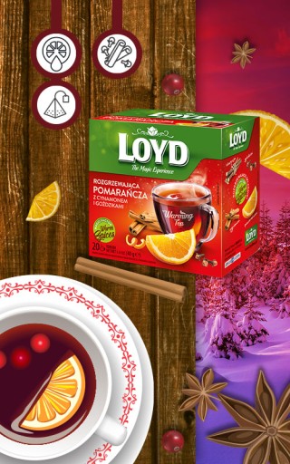 Zimný hrejivý čaj Pomaranč so škoricou a klinčekmi 20T. LOYD