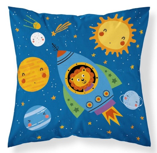 Obliečka na vankúšik Jasiek 40x40 bavlna pre deti do postieľky vesmírna raketa