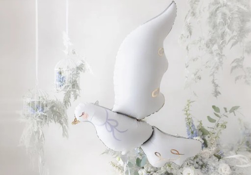 Fóliový balónik Holubica Biela DOVE Svadobný krstný krst 80x100 cm