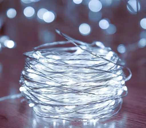 LED VIANOČNÉ SVIETIDLÁ REŤAZOVÁ GARLANDA VIANOČNÝ STROMEC USB 100LED 10m 2700K