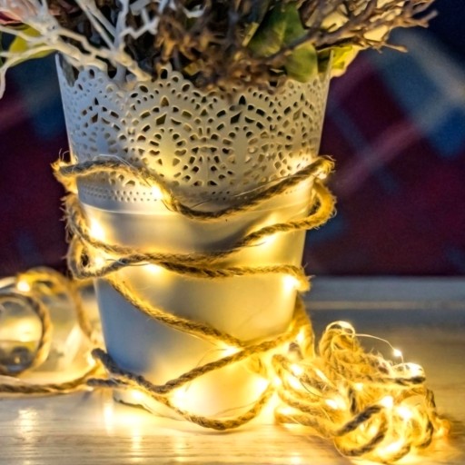 LED PLÁNO JUTOVÉ PLÁNO LIGHT GARLAND 5M BATÉRIE