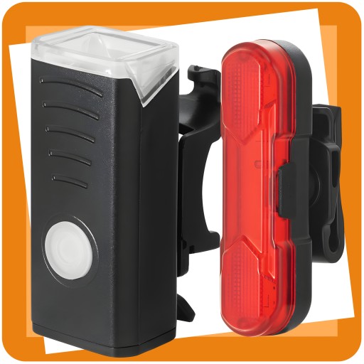 LED CYKLISTICKÁ LAMPA NA BICYKEL, NA RIADTIKÁ, VÝKONNÁ, NABÍJACIA, USB + ZADNÁ