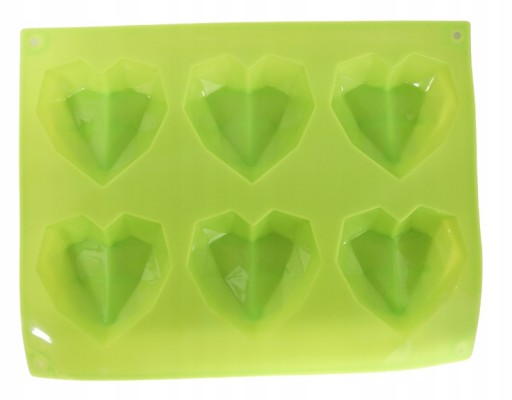 SILIKÓNOVÁ FORMA NA COOKIES 6 X SRDCE DIAMANTY ČOKOLÁDY Forma na SRDCE