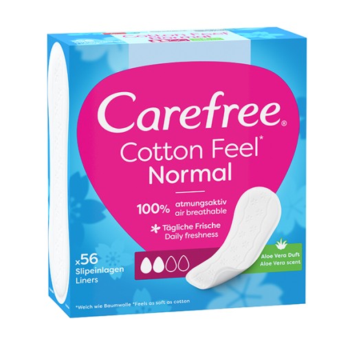 CAREFREE Cotton Feel Normal slipové vložky s vôňou aloe 56 ks