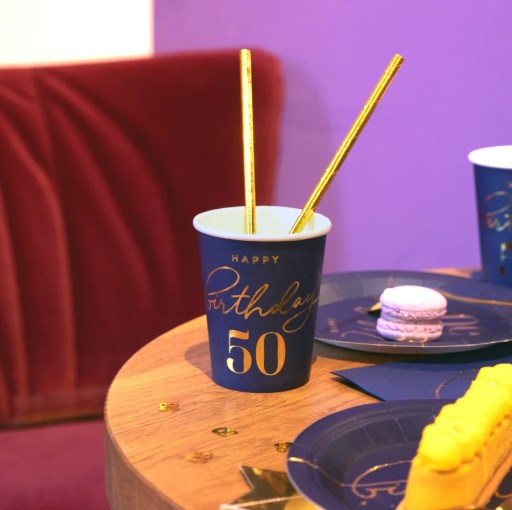 Námornícke modré papierové poháre 50. narodeniny 6 kusov