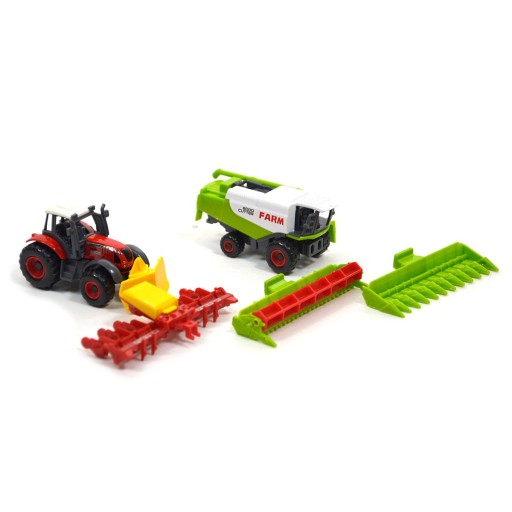 110347 KOVOVÝ TRAKTOR S POĽNOHOSPODÁRSKYM STROJOM