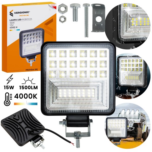 LED PRACOVNÁ LAMPA Halogénová neutrálna biela 1500 lm 1500 lm 16 W