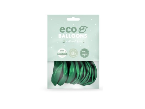 EKO balóny, zelená metalíza, 26 cm, 10 ks, ekologické, biologicky odbúrateľné