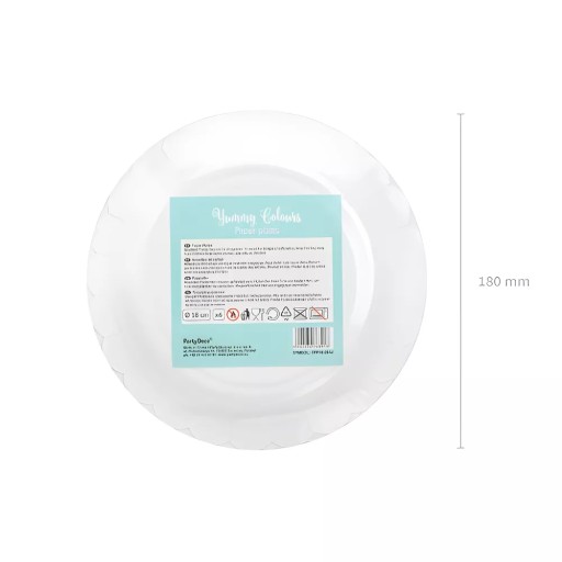 Taniere Mint modré papierové taniere so zlatým lemom, 18 cm, 6 ks