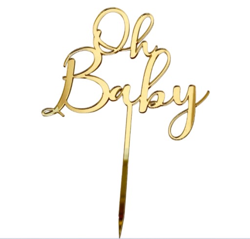 Oh Baby Topper k narodeniu bábätka Baby Shower Gold Plexi