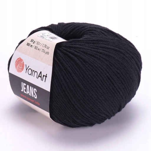 YarnArt Jeans ČIERNA 53 priadza ČIERNA 50g/160m BAVLNA AKRYL NA HÁČKOVANIE