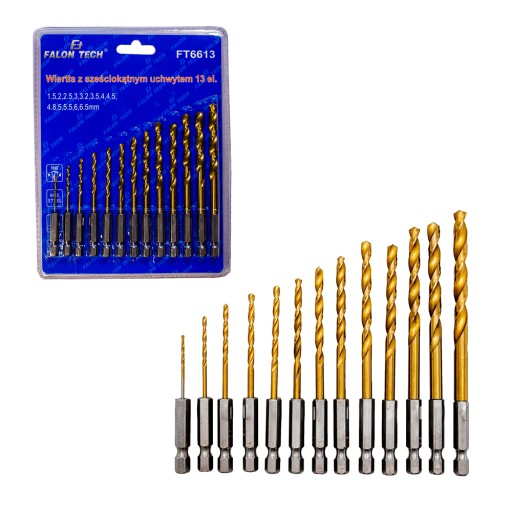 TItánové KOVOVÉ VRTÁKY 1/4 BIT 1,5-6,5mm 13ks