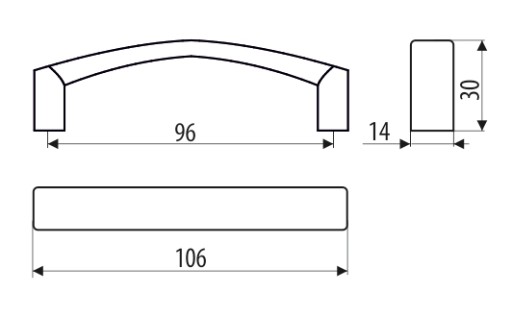 Nábytková úchytka GAMET UX32, plast, chróm, 96mm