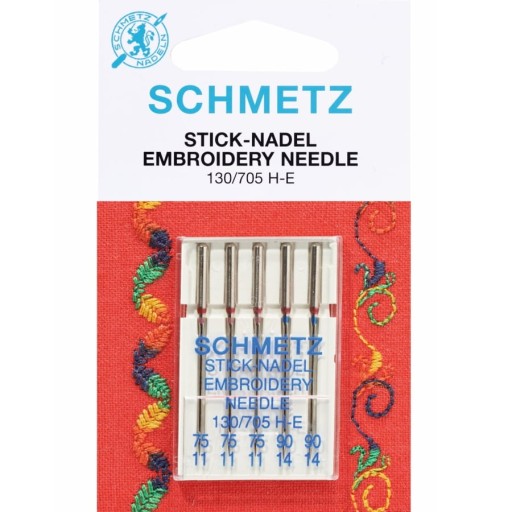 Poloploché vyšívacie ihly Schmetz 130/705 mix 75-90