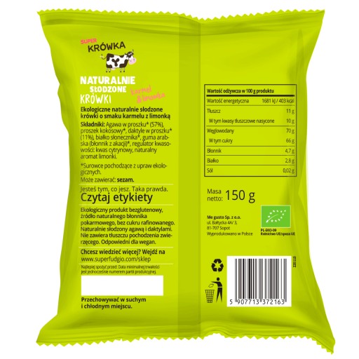 FUDGE S KARAMELOVOU A LIMETOVOU PRÍCHUŤOU, BEZ MLIEKA, BEZLEKU, BIO 150 g - ME GUS