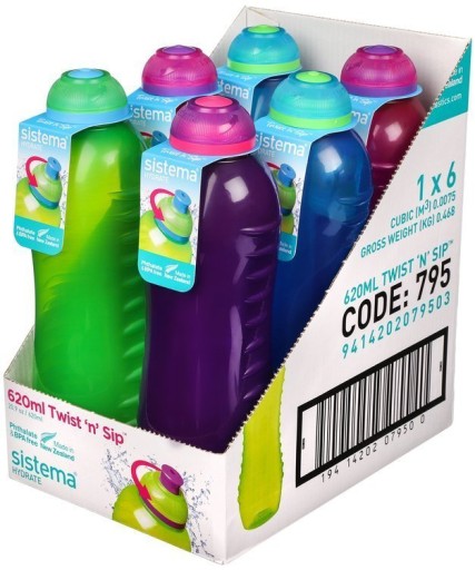 Fľaša na vodu 620 ml pre deti a dospelých SQUEEZE BOTTLE veľká ružová Sistema