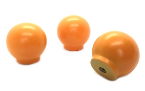 NÁBYTKOVÁ KĽÚČKA DREVENÁ GUĽOVÁ KĽÚČKA MASIVNÉ DREVO ORANŽOVÁ