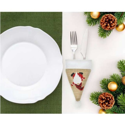 Obal na príborový kufrík SANTA HAT škriatok vianočná dekorácia