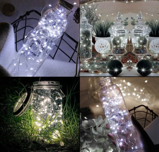 100 LED DRÔTOVÝCH LAMPY, NA BATÉRIU, BIELE SVETLO