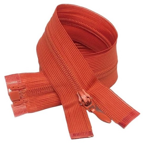 Červený krytý zips, 50 cm