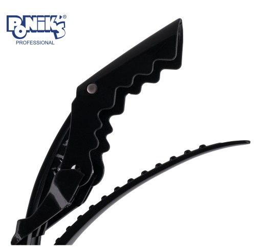 Spony do vlasov Krokodíl Kadernícke spony Sharks Black 6 kusov 11cm
