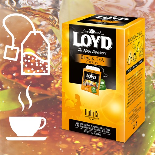 Čierny čaj v obálkach Citrus Horeca pre gastronómiu 20T LOYD