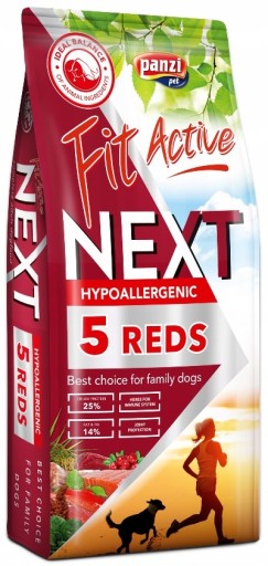 PODĽA HMOTNOSTI Fit Active Dog NEXT Hypoalergénne dospelé 5 červených Bezlepkové 1 kg