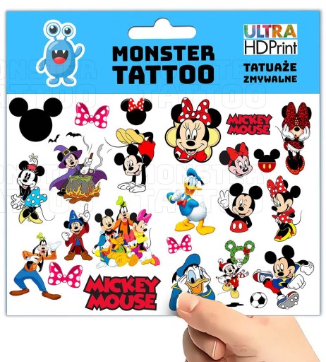 UMÝVAJÚCE DOČASNÉ TETOVANIE PRE DETI MICKEY MOUSE ORIGINÁLNE DIZAJNY