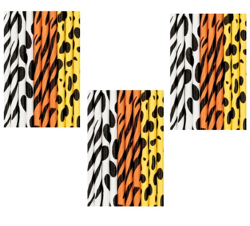 Jednorazové slamky na pitie, papierové tuby, farebná zebra, narodeninový tiger
