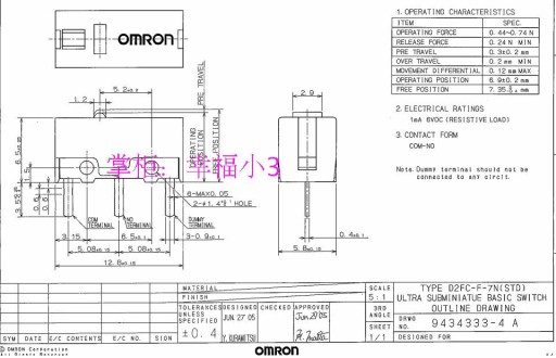 Mikrokontakt pre myši OMRON D2FC-F-7N, 2 kusy