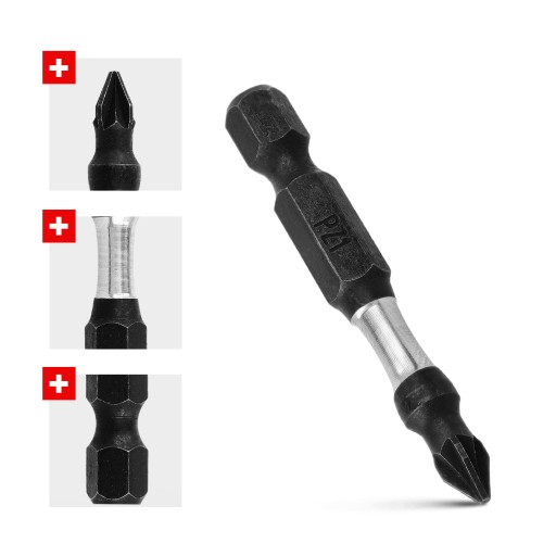 Nárazový bit PZ1 Nárazový bit 50mm | Nárazový bit pre skrutkovač 2 ks.