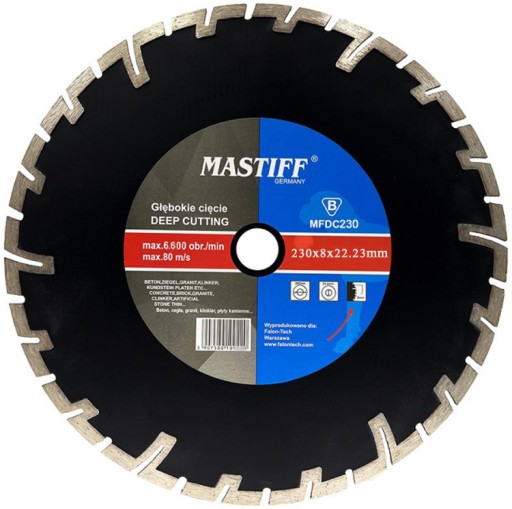 DIAMANTOVÝ DISK 230 x 22,2 HĺBKOVÝ REZ, MASTIFF NEMECKO