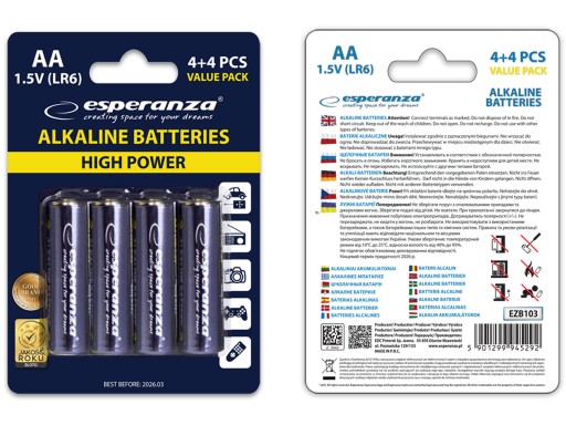 ALKALICKÉ BATÉRIE LR6 AA x8 1,5V 8 ks