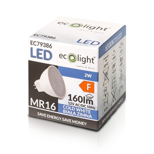 LED žiarovka MR16 12V 2W = 20W 160lm Studená