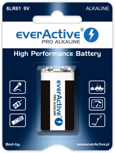 ALKALICKÁ BATÉRIA EverActive Pro 6LR61 9V - 1 PC