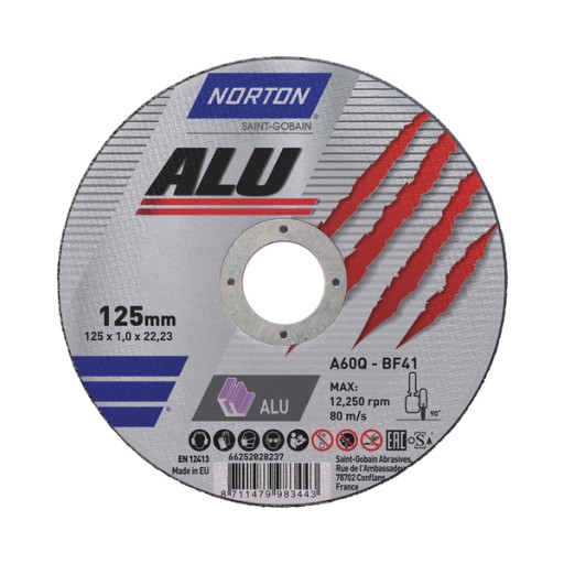 Norton A60Q-BF41 kotúč na rezanie hliníka 125x1,0mm 1 ks.