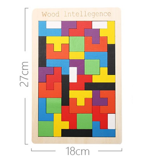 Puzzle Drevené kocky Montessori Tetris Puzzle