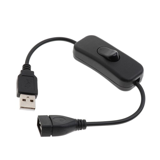 Predlžovací USB kábel s vypínačom, čierny