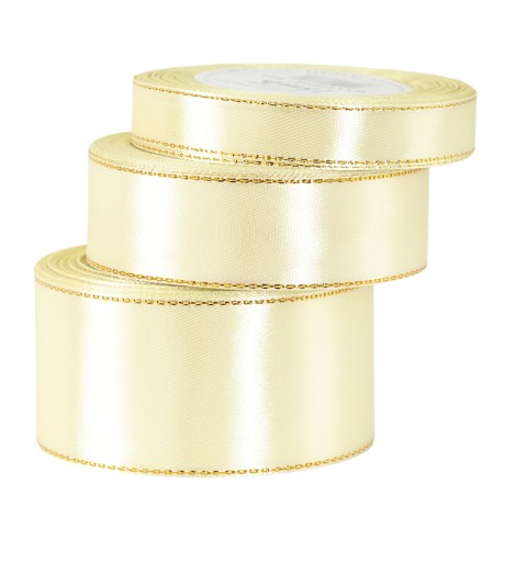 Saténová saténová stuha GOLD STRIPES, 12mm/18mb, 12 farieb na výber