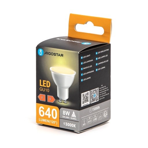 Gu10 LED reflektorová žiarovka 8W=88W 640Lm 3000K TEPLÁ biela silná biela
