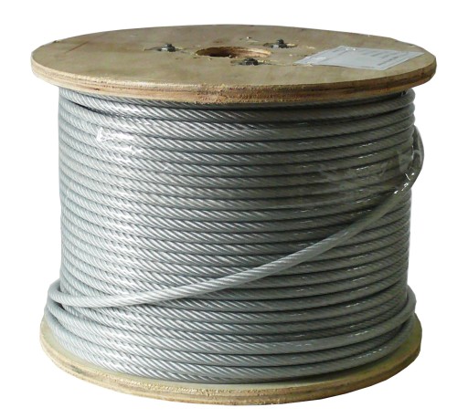 1m lano Oceľové lano v PVC plášti, 8mm väzba, 6x19+FC, pozinkované, pozinkované