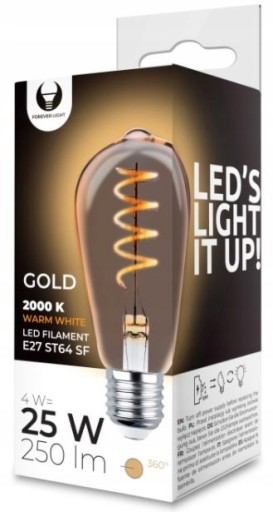 DEKORATÍVNA LED žiarovka E27 Filament EDISON 4W 2000K