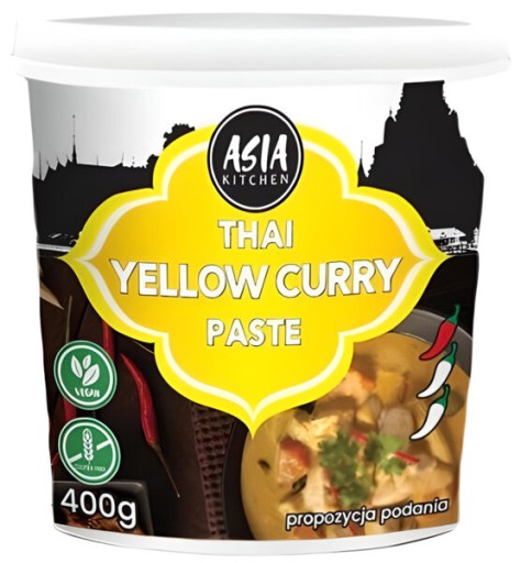 Žltá thajská jemne pikantná kari pasta vegánska bezlepková 400g ÁZIA KUCHYŇA