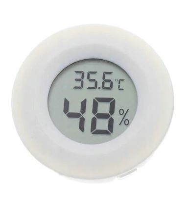 Okrúhly LCD CO2 Teplomer Hygrometer Terárium Akvárium Meteostanica