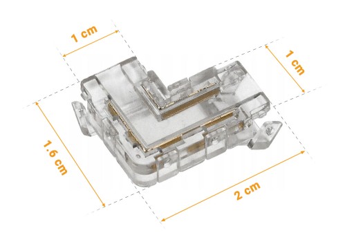Uhlový konektor pre LED pásik 8mm Rohový 'L' 2 PIN