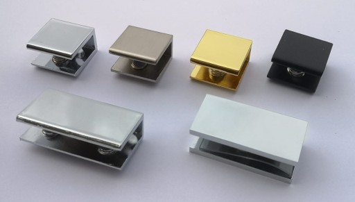 Držiak BRACKET, montáž na sklenenú policu, žabka, štvorcový, 28x28 mm, ČIERNA