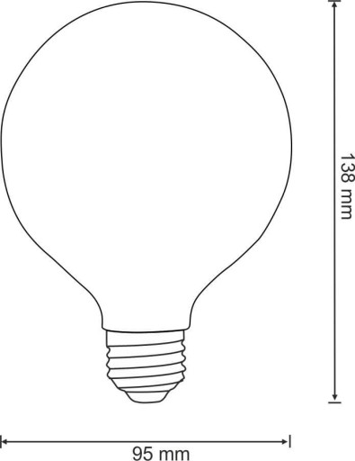FILAMENT LED žiarovka G95 E27 4W POLUX 2200K 360°